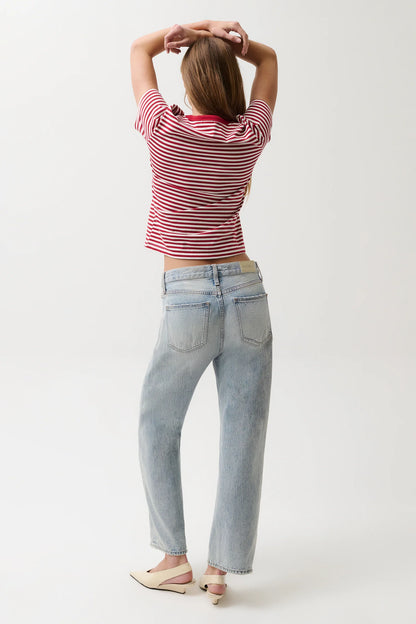 Pistola Lexi Mid-Rise Bowed Straight Jeans - Bowie