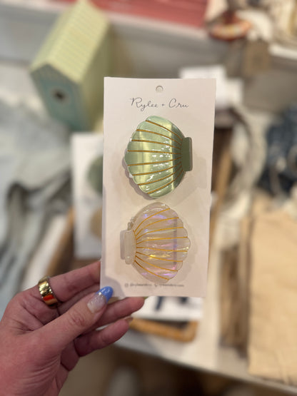 RYLEE + CRU SHELL CLIP SET SEAFOAM, NATURAL