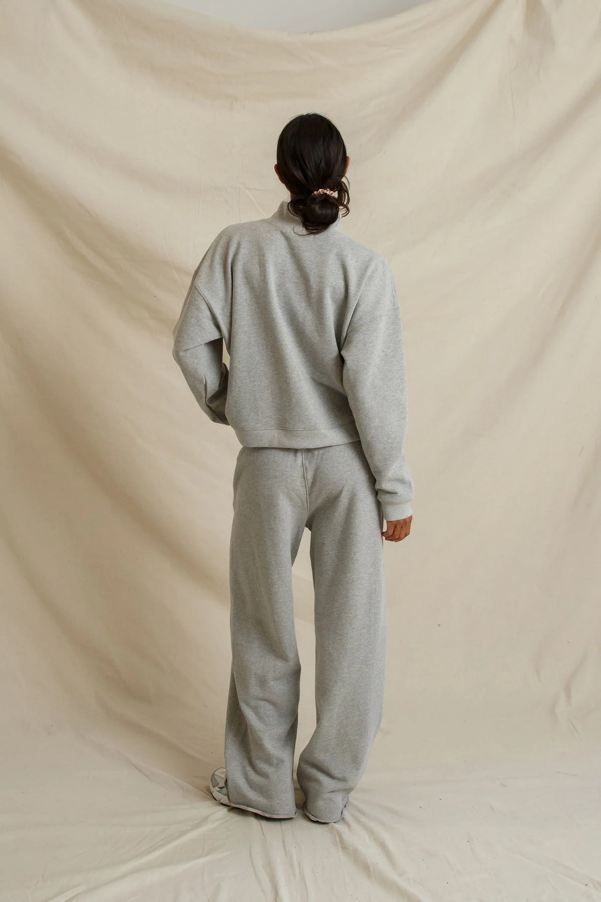 perfectwhitetee - leni french terry pull on pants with pockets - heather grey