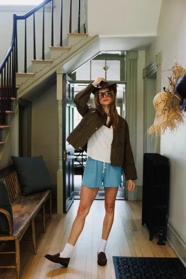 perfectwhitetee - layla french terry sweat shorts - milky blue
