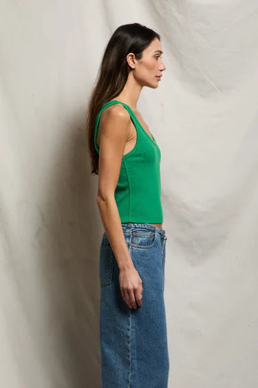 perfectwhitetee - blondie rib tank -  grass green