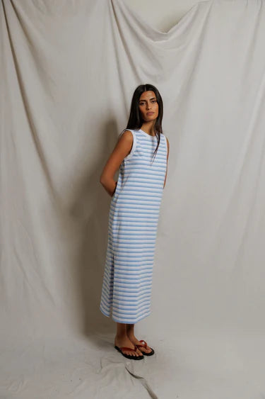perfectwhitetee - lanell stripe dress - pacific blue