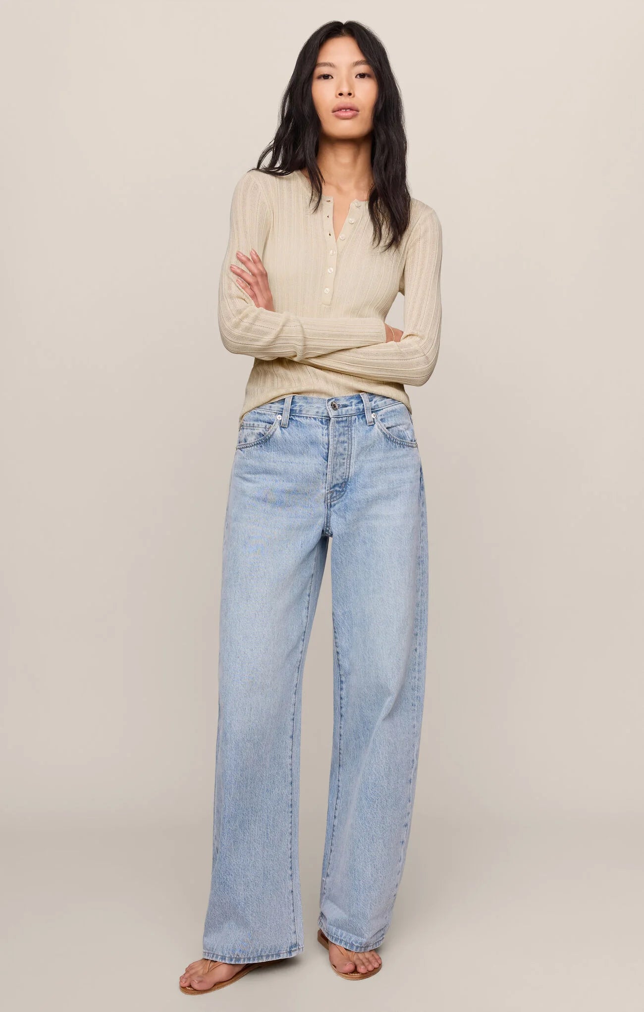 Z Supply Rowena Fine Knit Henley Sweater - Sandstone