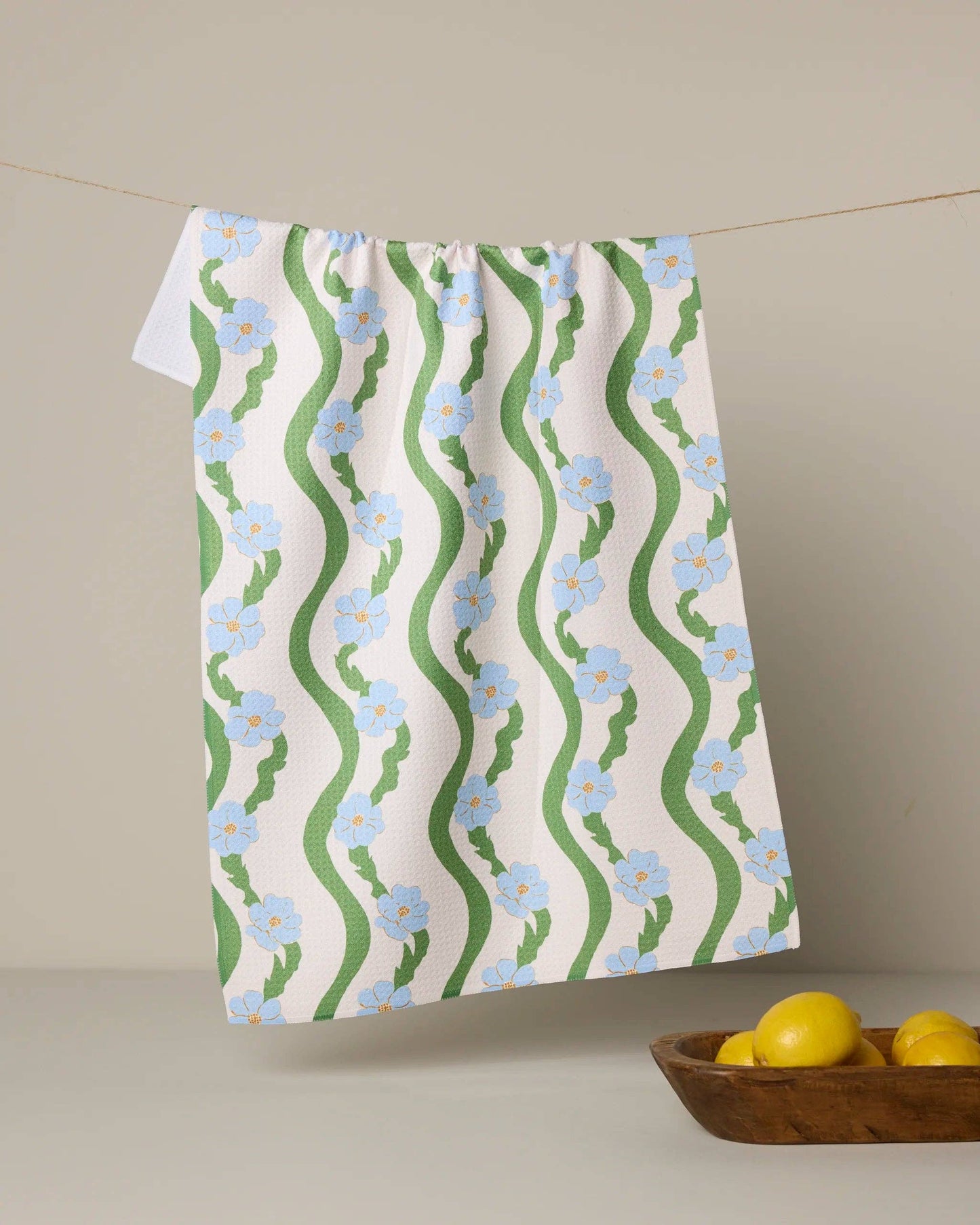 Geometry - Wavy Flowers Tea Towel