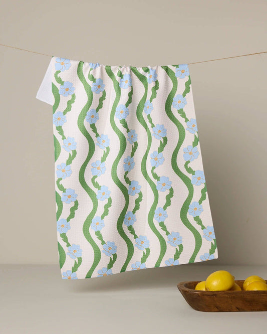 Geometry - Wavy Flowers Tea Towel