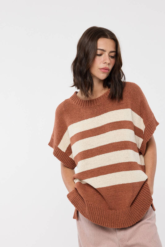 Wishlist Apparel - STRIPED DROP SHOULDER SWEATER TOP