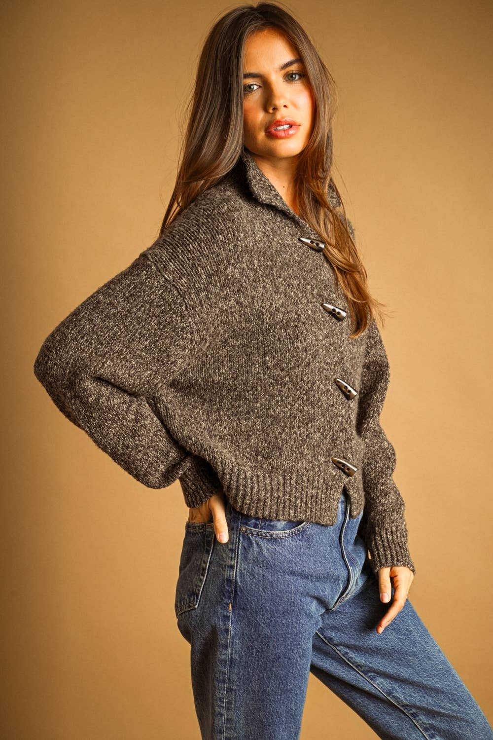 Frankie Cardigan Sweater w/ Toggle Closure - Oatmeal