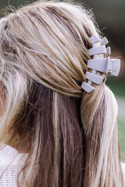 TELETIES - Classic Hair Clip | Medium | Silver Flames