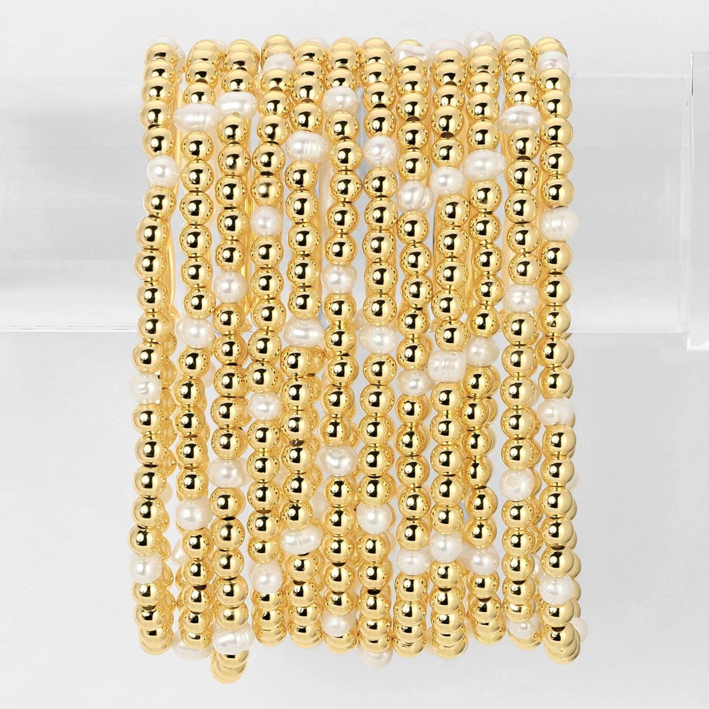 Splendid Iris - 4mm Bead & Pearl Stretch Bracelet