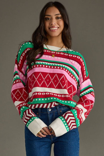 Panache Apparel Co. - Multicolored Winter Pattern Sweater