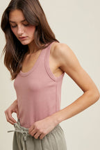 Wishlist Apparel - BASIC SCOOP NECK RIBBED KNIT TANK