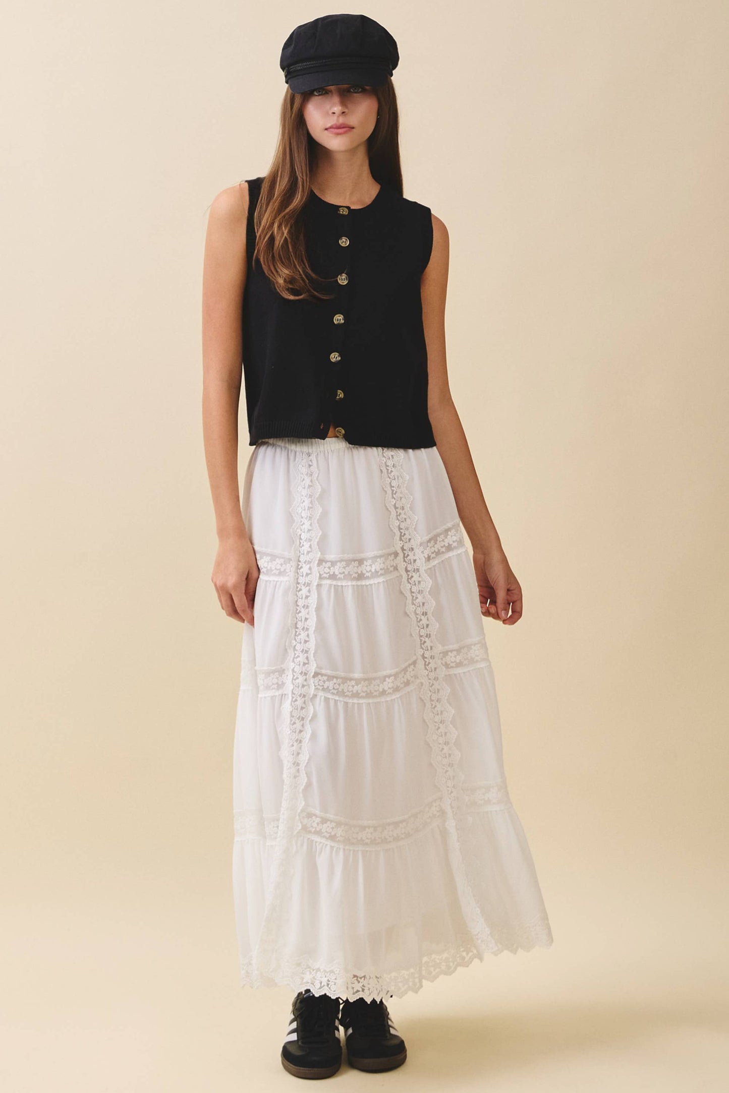 Camille Button Front Knit Vest Top