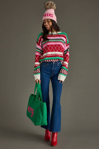 Panache Apparel Co. - Multicolored Winter Pattern Sweater
