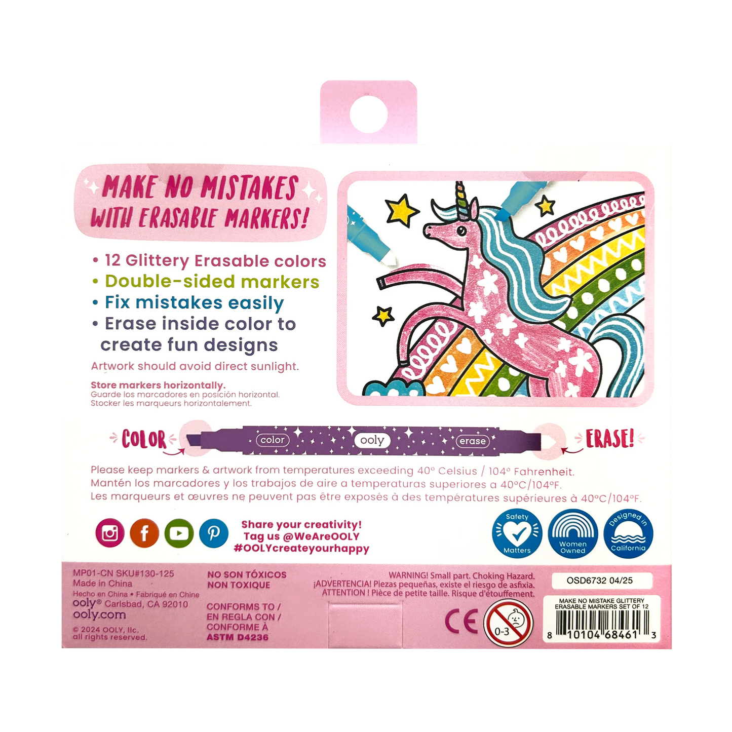 OOLY - Make no Mistake!: Glittery Erasable Markers (Set of 12)