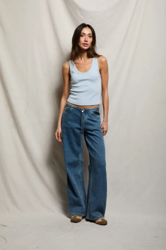 perfectwhitetee - blondie rib tank -  powder blue