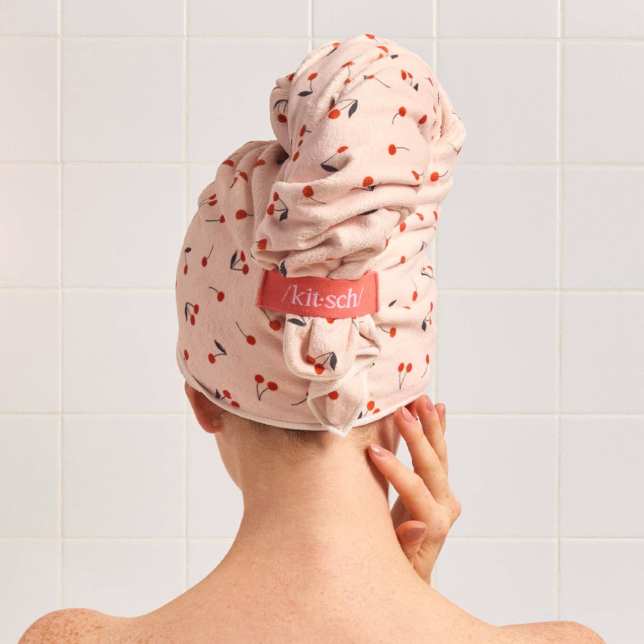 KITSCH - XL Hair Towel Wrap - Cherry Print