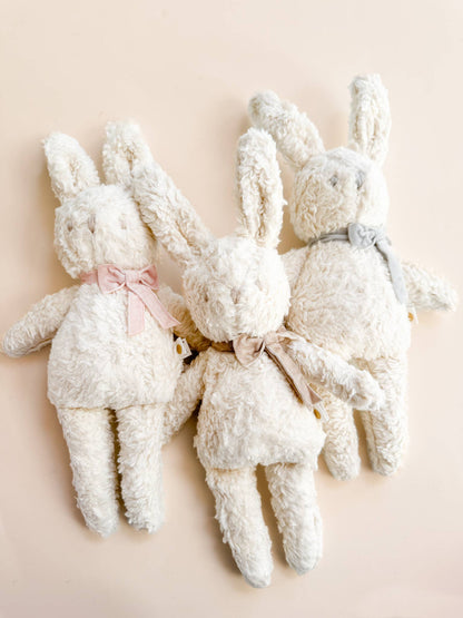 The Blueberry Hill - Plush Bunny Taupe Velvet Bow Baby Kid Organic Neutral
