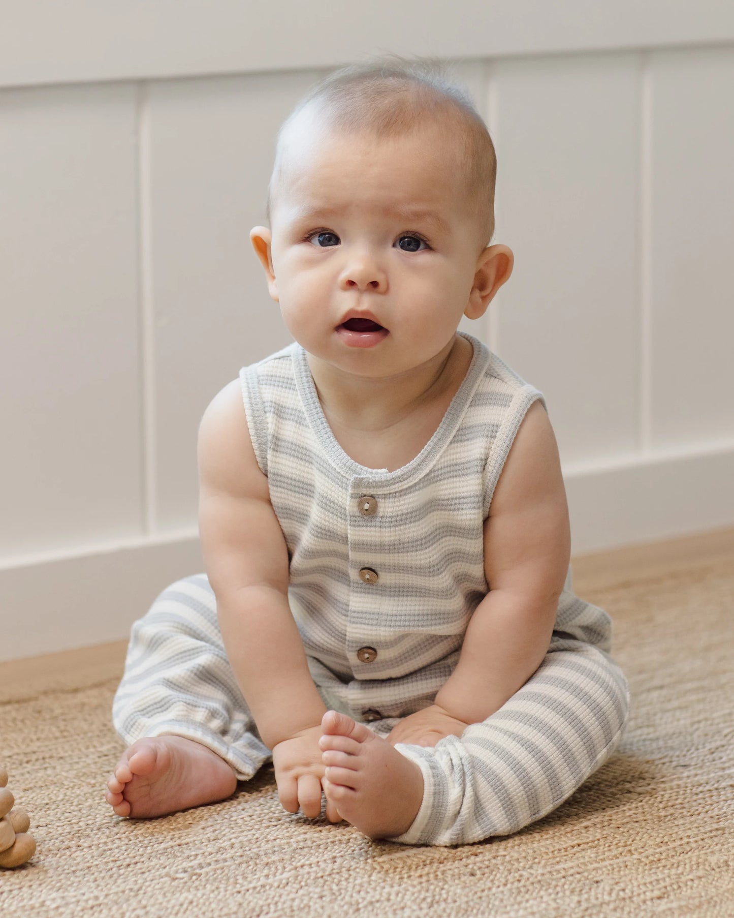 Quincy Mae - Waffle Jumpsuit - Sky Stripe