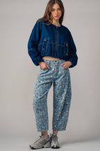 Urban Daizy - Floral Print Relaxed Fit Denim Pants