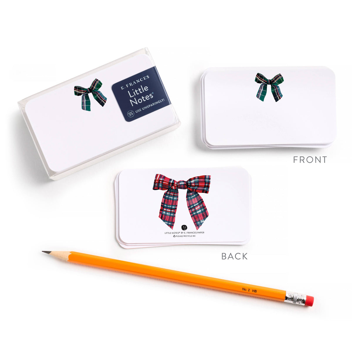 E. Frances Paper - Plaid Bow Christmas Little Notes® Notecard Pack, Set of 55