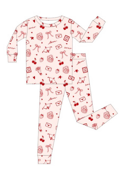 Lil Krew & Co - Love Letters Bamboo Two Piece Pajamas