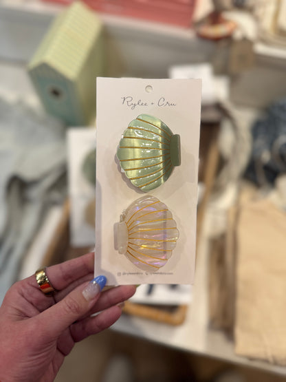 RYLEE + CRU SHELL CLIP SET SEAFOAM, NATURAL