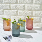 Beaded Highball Drinking Glasses  - Assorted Muted Colors