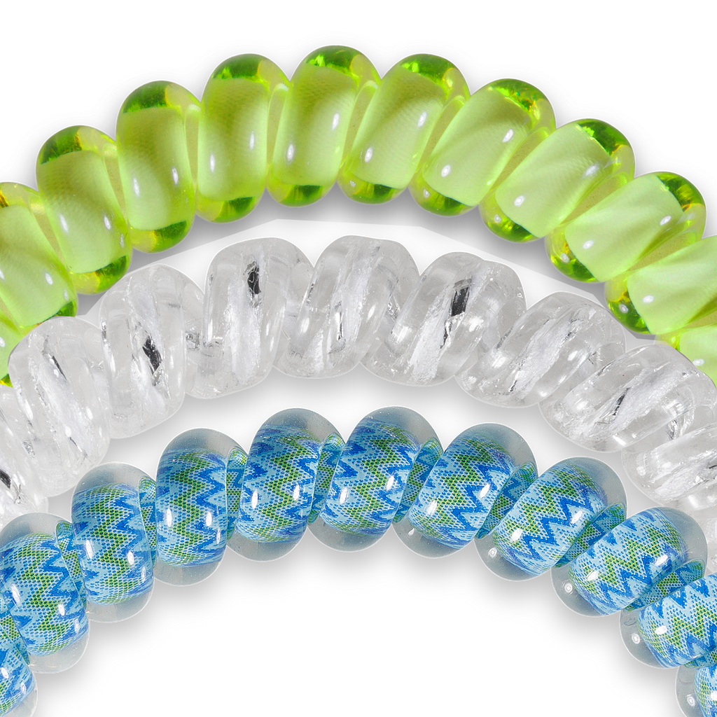 TELETIES - Ocean Villa - Small Spiral Hair Coils, Hair Ties, 3-Pack