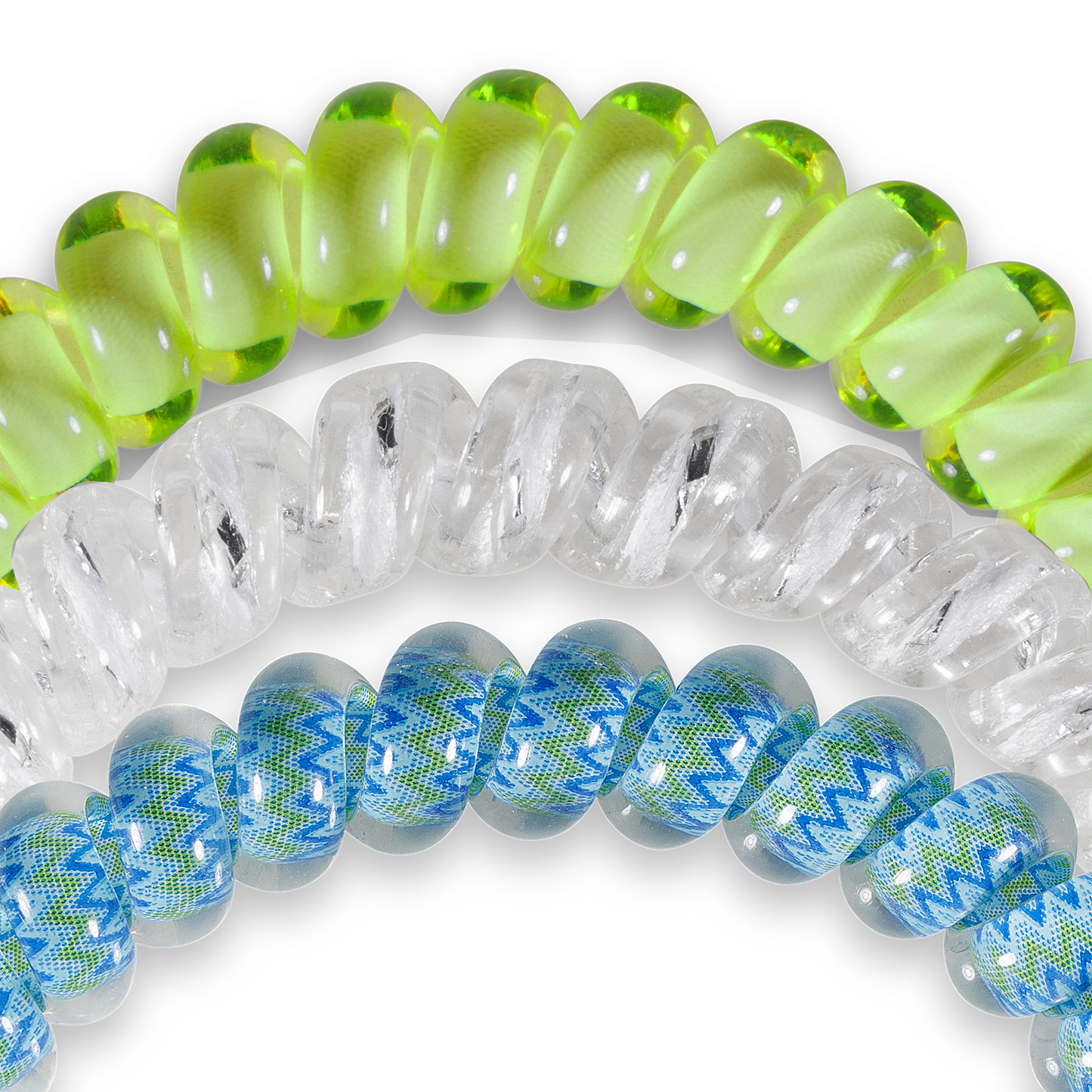 TELETIES - Ocean Villa - Small Spiral Hair Coils, Hair Ties, 3-Pack
