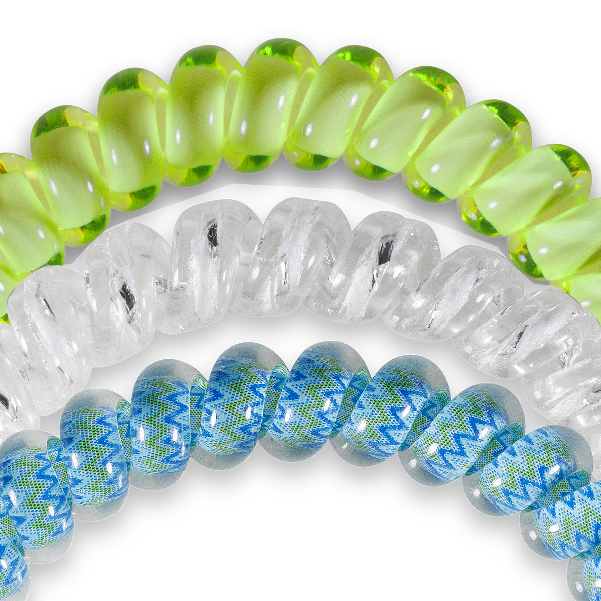 TELETIES - Ocean Villa - Small Spiral Hair Coils, Hair Ties, 3-Pack