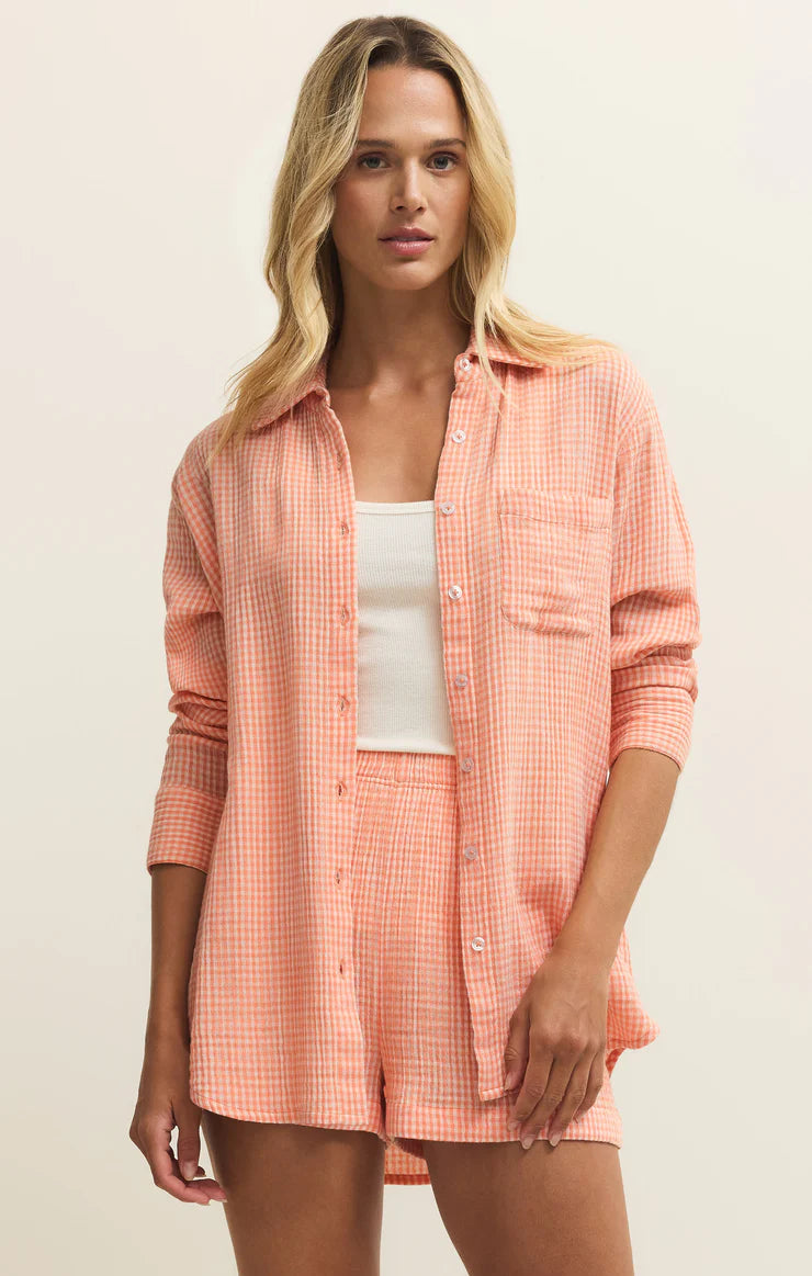 Z Supply Classic Gingham Top - Cantaloupe
