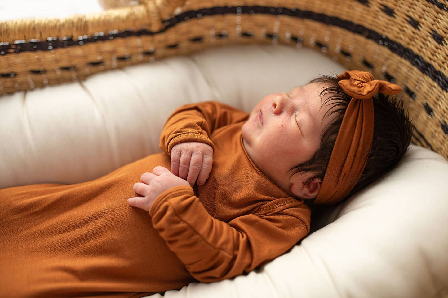 Three Little Tots - Saddle Longhorn Orange Western Knotted Newborn Baby Gown