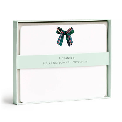 E. Frances Paper - Plaid Bow Flat Notecard Set, 8 Cards & Envelopes