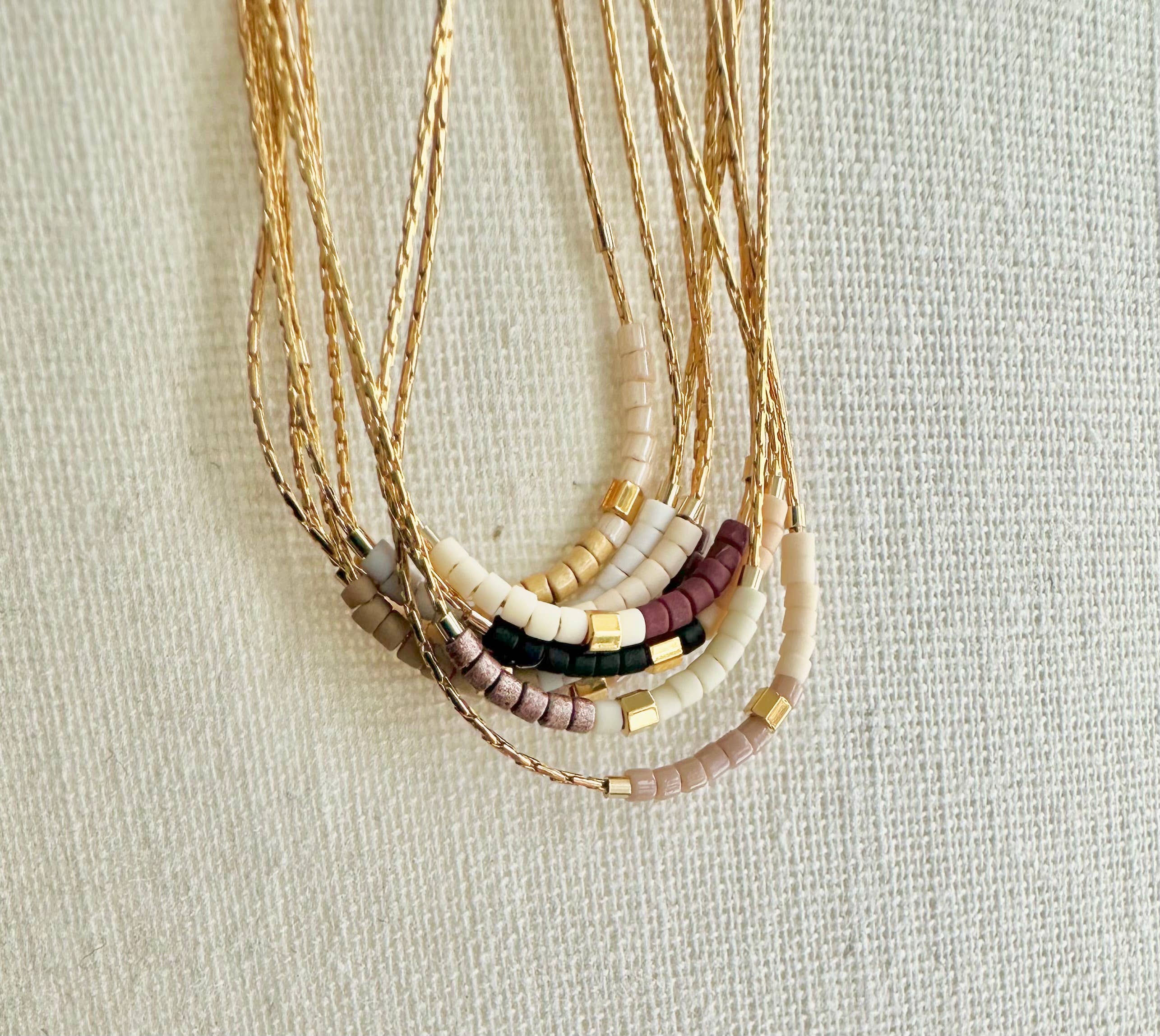 Ocean Breakup - Minimalist Beaded Necklace - Neutrals