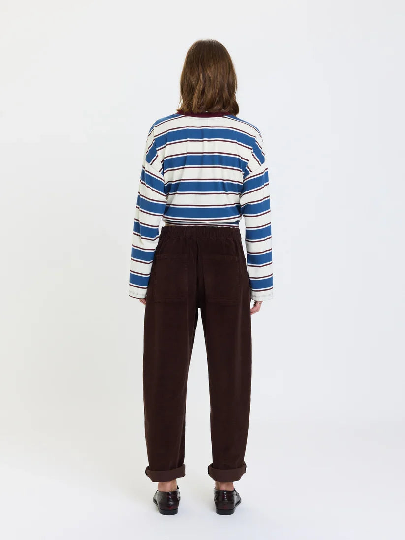 Daze Villa Drawstring Barrel Leg Pants - Chocolate