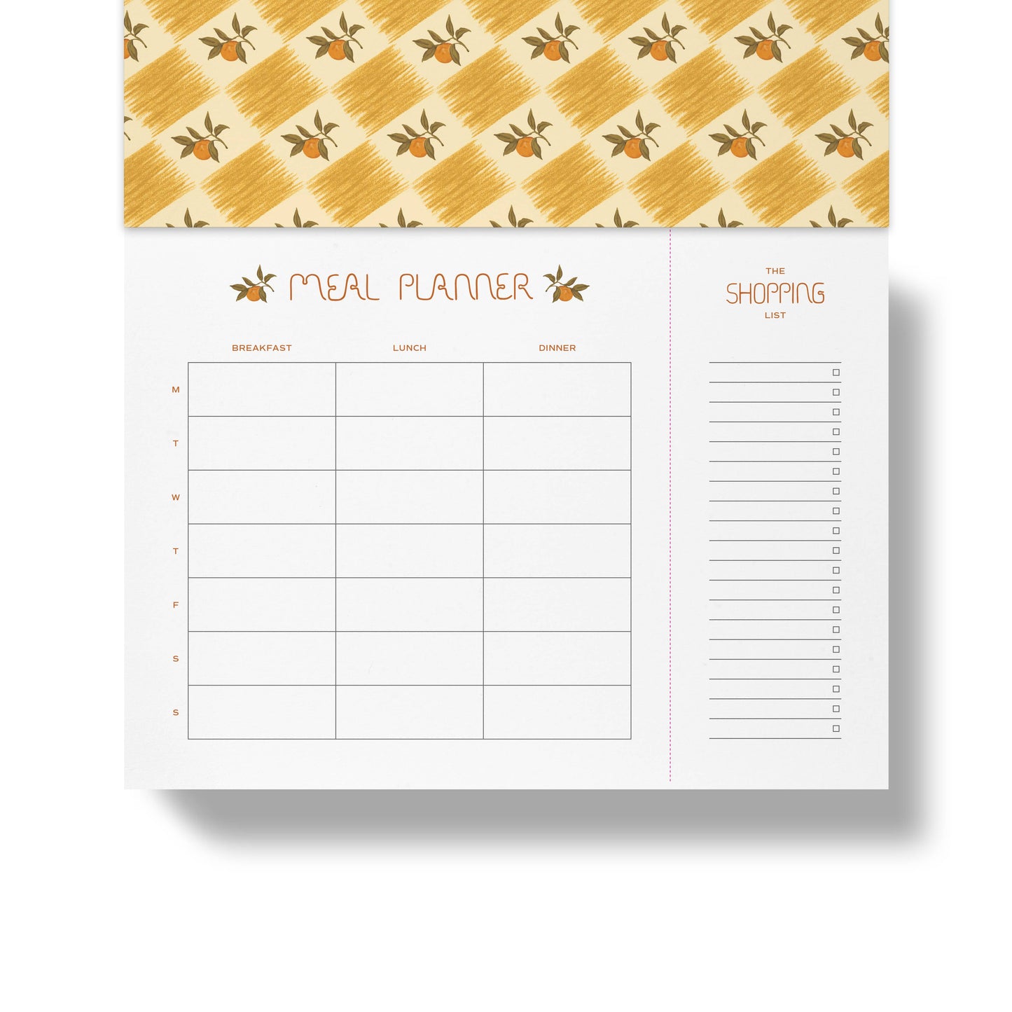 Papier - Undated Weekly Meal Planner & Grocery List - Orange Check