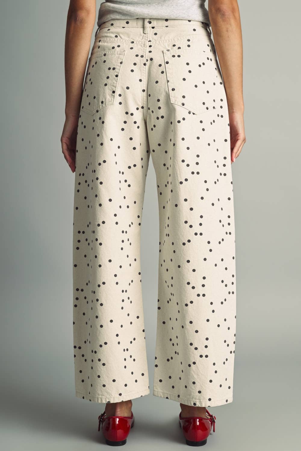 Colbie Polka Dot Denim Pants - Ecru