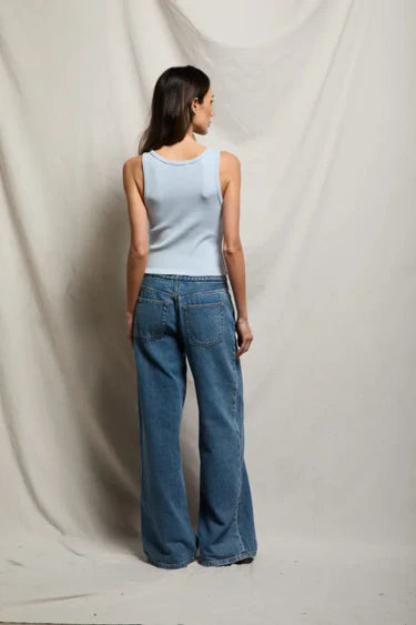 perfectwhitetee - blondie rib tank -  powder blue