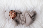 Three Little Tots - Harbor Mist Taupe Knotted Gown