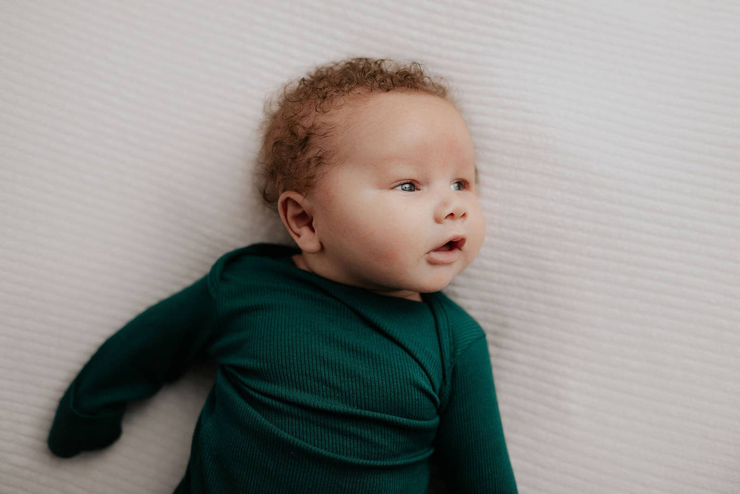 Three Little Tots - Forest Green Ribbed Knotted Newborn Baby Gown Sleepwear