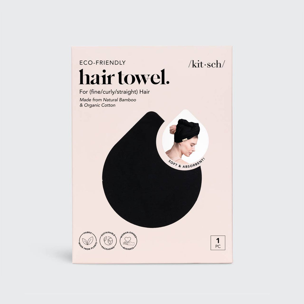 KITSCH - Quick Dry Hair Towel - Eco Black