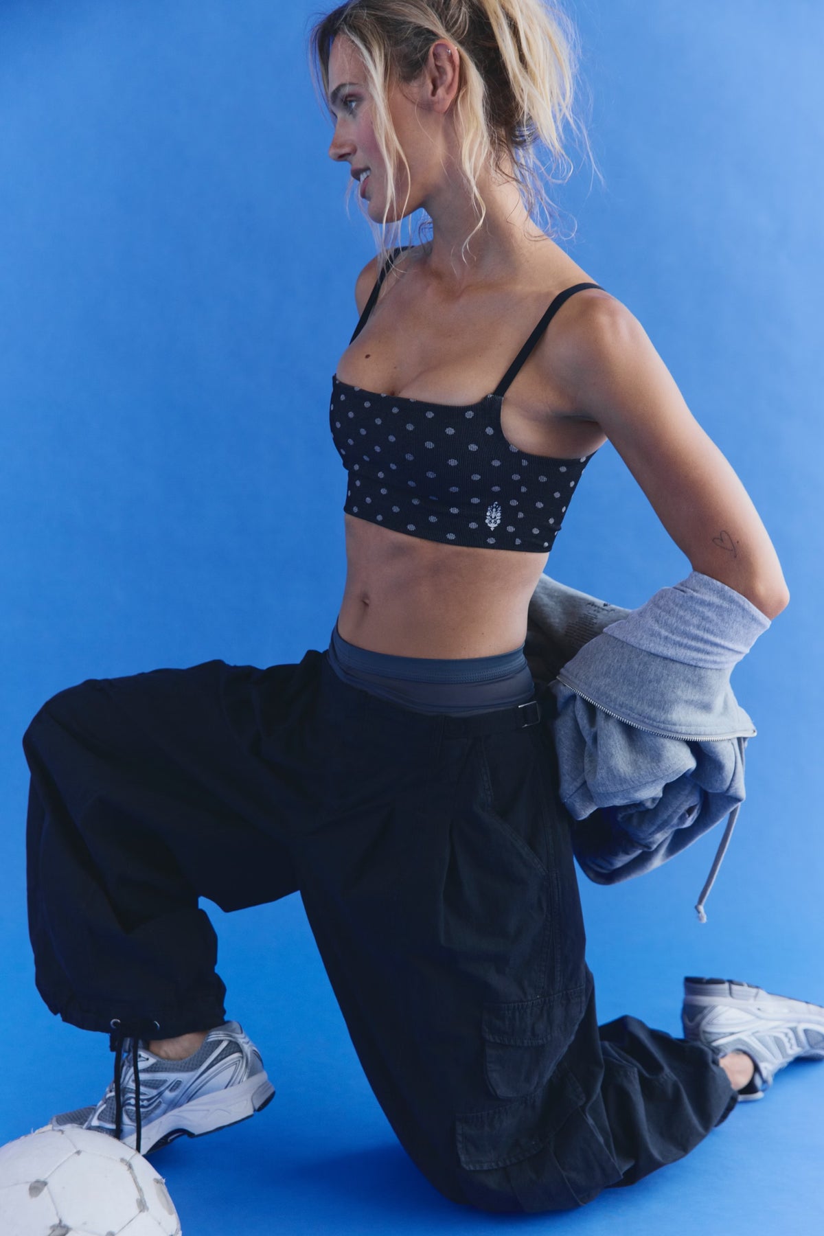 fp movement - Tighten Up Printed Bra - Black Polka Dot Reversible