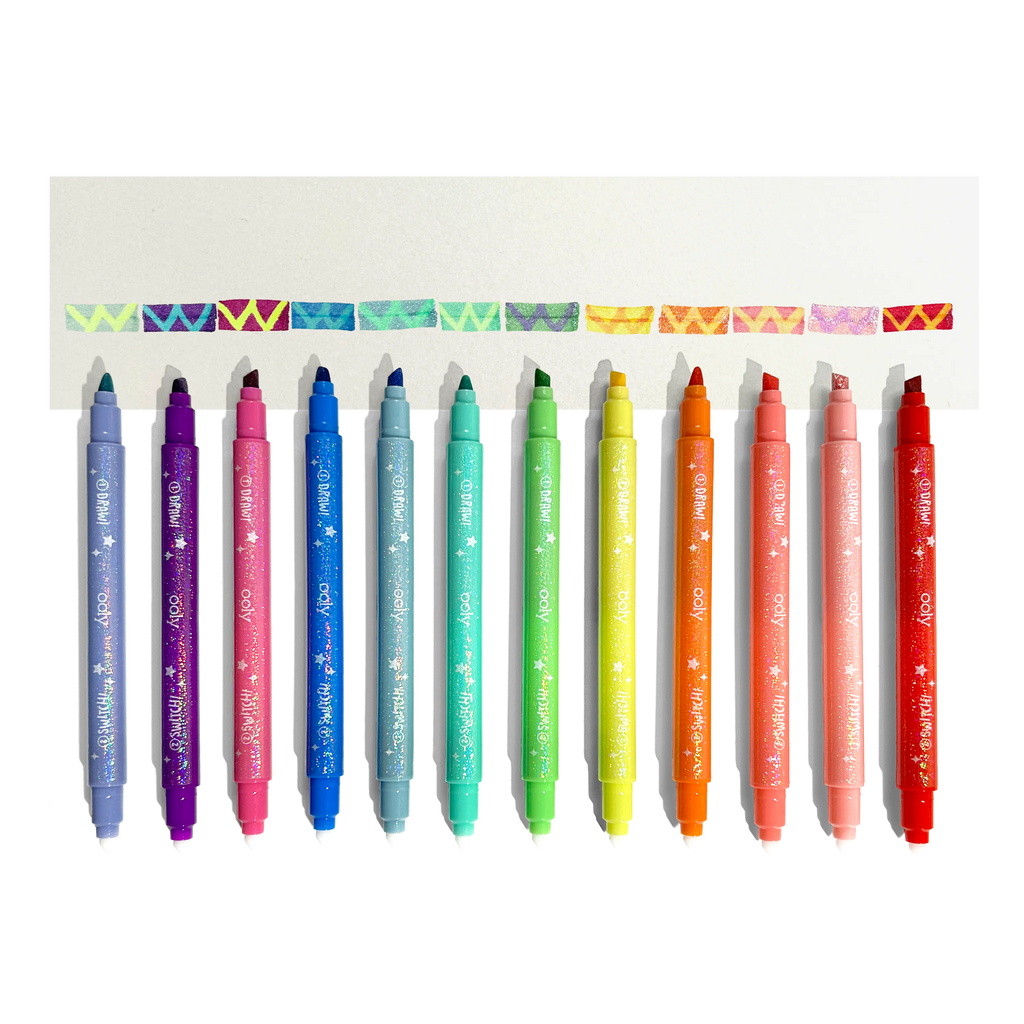 OOLY - Switch-Eroo Sparkle Glittery Color Changing Markers- 12 pc