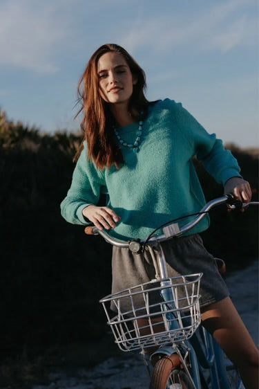 perfectwhitetee - ziggy inside out shrunken sweatshirt - teal blue