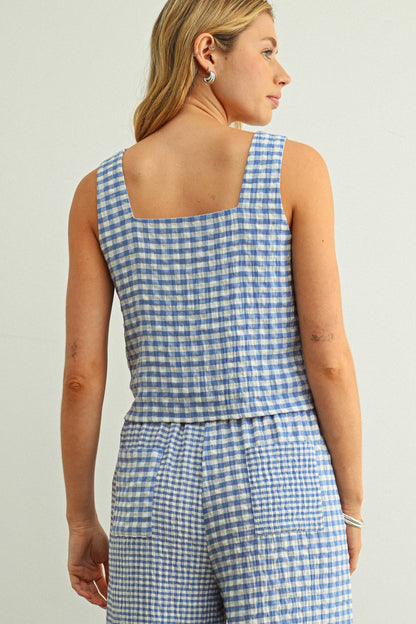 Jillian Gingham Sleeveless Top