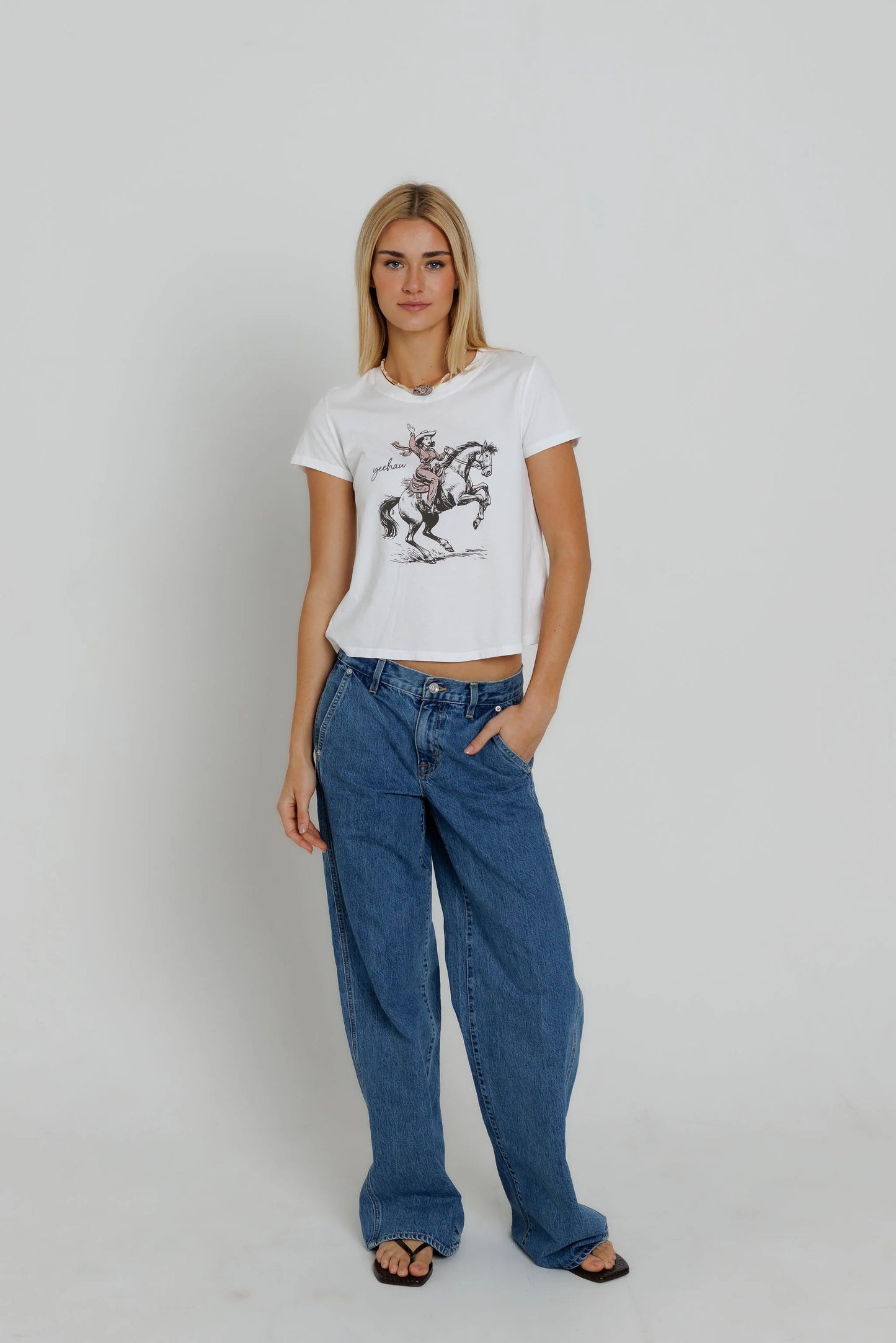 Sunny Somewhere - Yeehaw Cowgirl - Femme Crew Tee