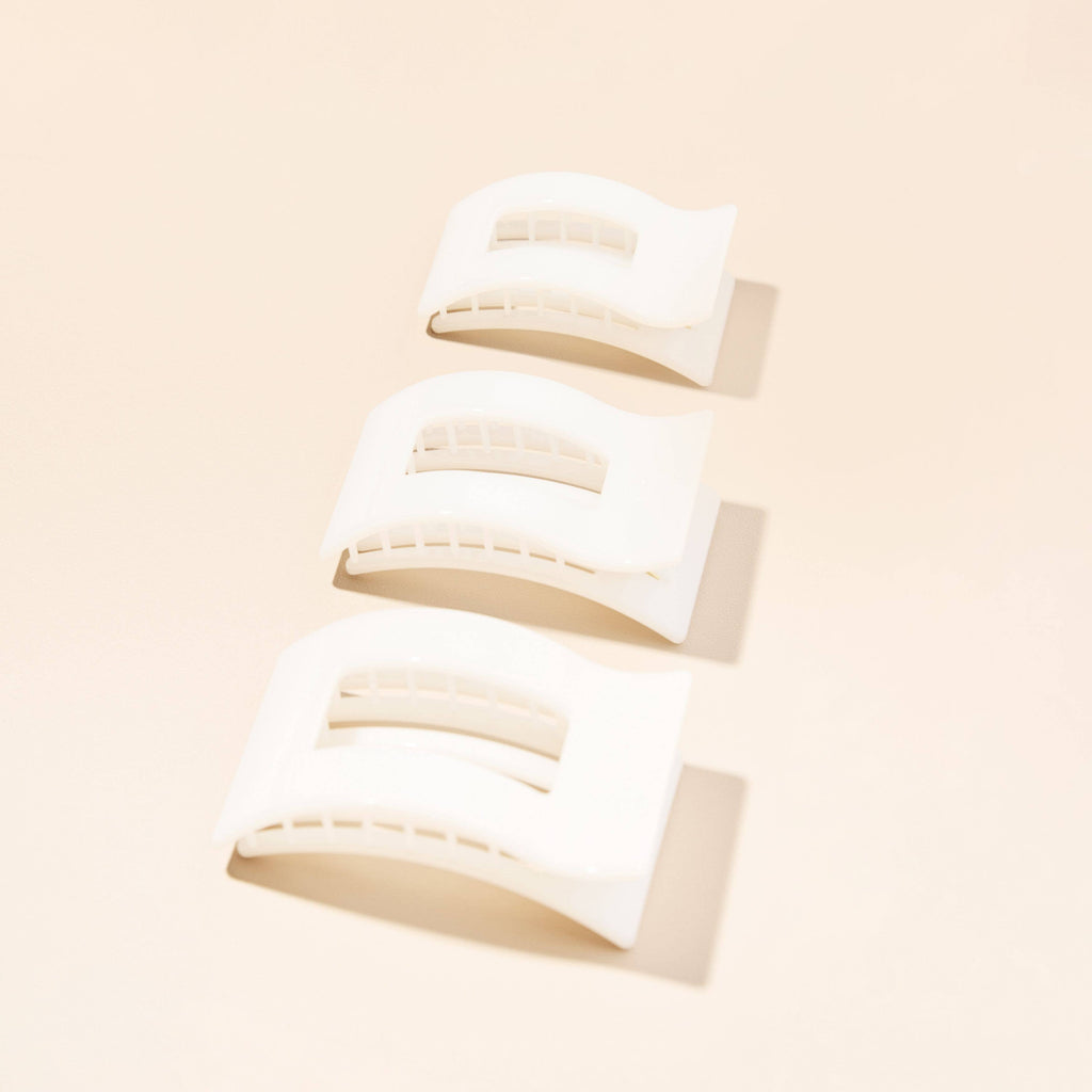 TELETIES - Flat Rectangle Hair Clip | Large | Coconut White