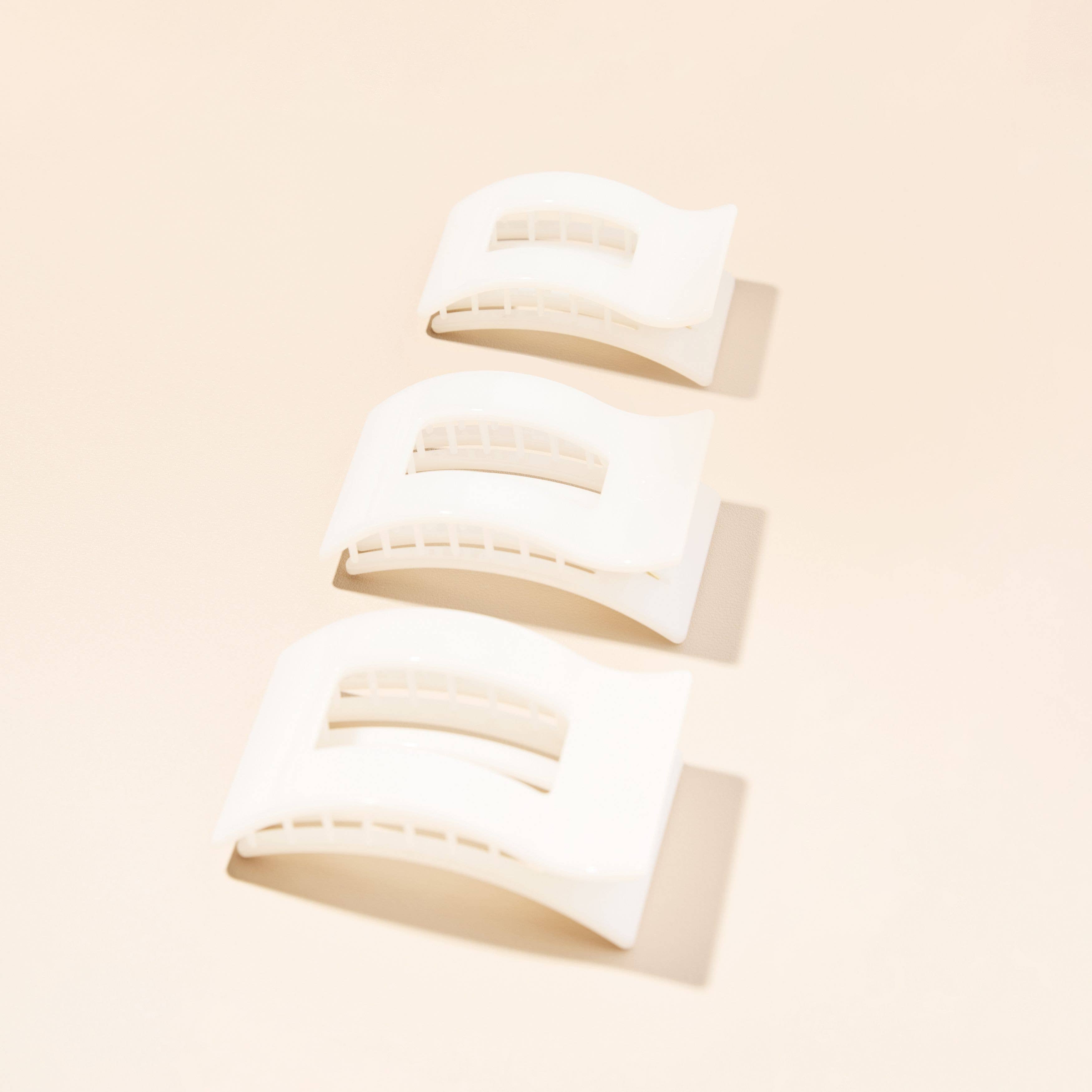 TELETIES - Flat Rectangle Hair Clip | Large | Coconut White