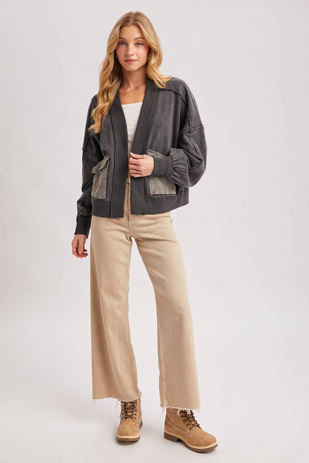 Luna Garment Washed Cardigan