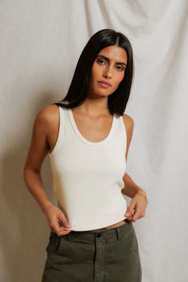 perfectwhitetee blondie rib tank - bright ivory